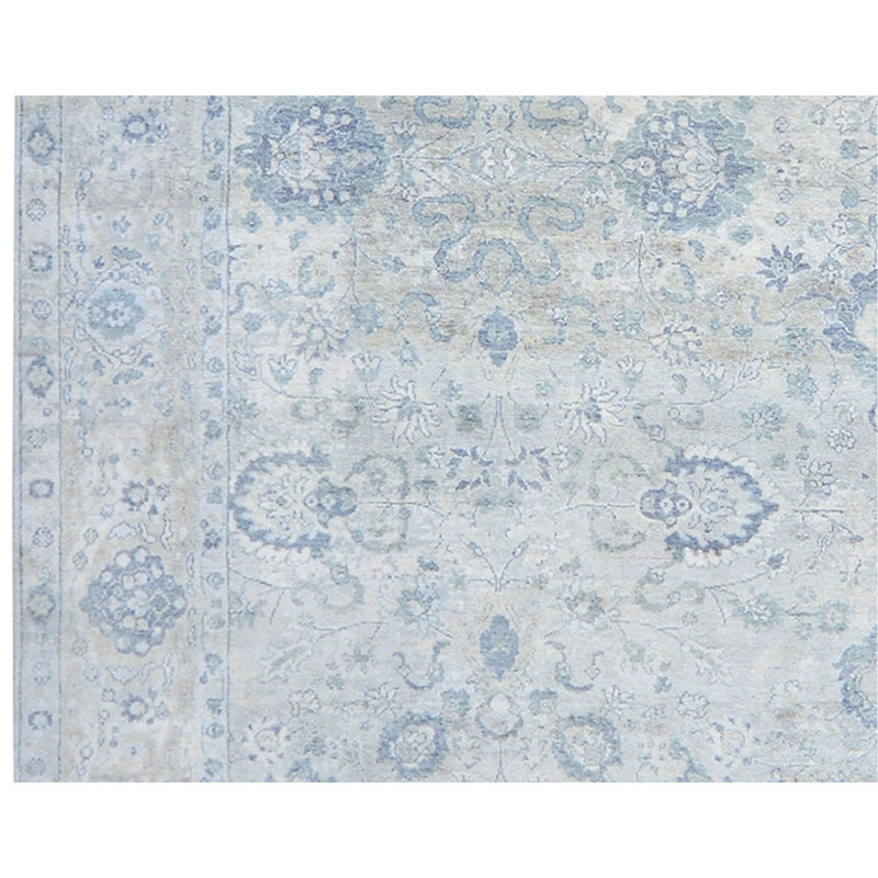 Hand Knotted Oriental Area Rug in Blue/Gray, Rectangle 10' x 14'