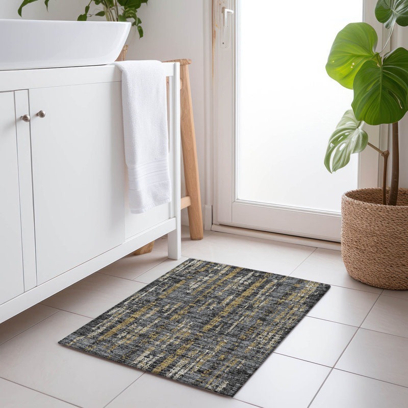 Premium Machine Washable Tiream Granite Rug, Rectangle 1'8" x 2'6"