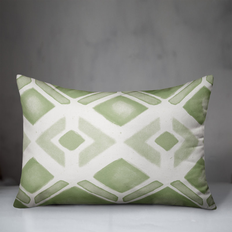 Geometric Outdoor Reversible Throw Pillow, Green