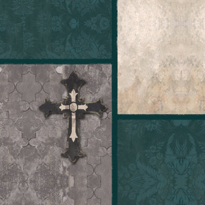 Faded Teal Cross 2 - Wrapped Canvas Print