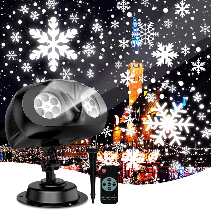 Upgraded Dual-Head Outdoor Snowflake Projector Light