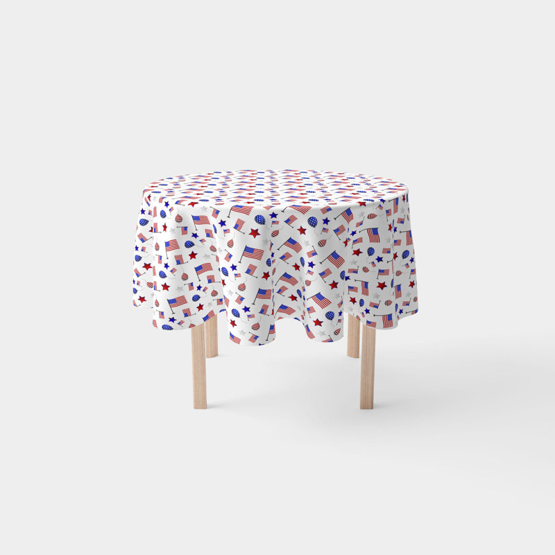 Varsity Geometric Round Independence Day Tablecloth, 96" x 96"