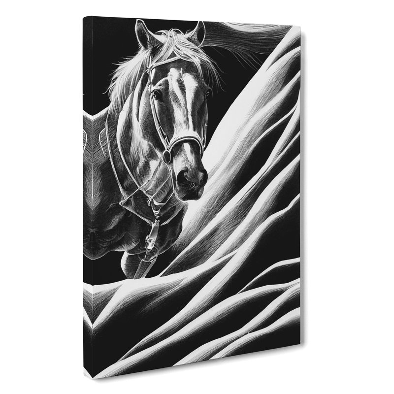 Monochrome Horse No.4 - Wrapped Canvas, 50cm H x 35cm W x 3cm D