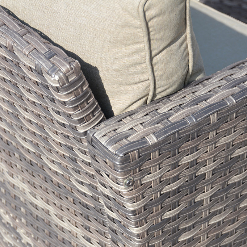 GRST Rattan Sofa Seating Group with Cushions, Beige