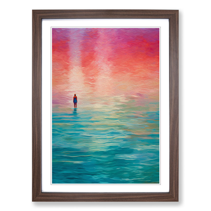Swimming Colour Field Art - Framed Print, Walnut Framed, 34cm H x 25cm W