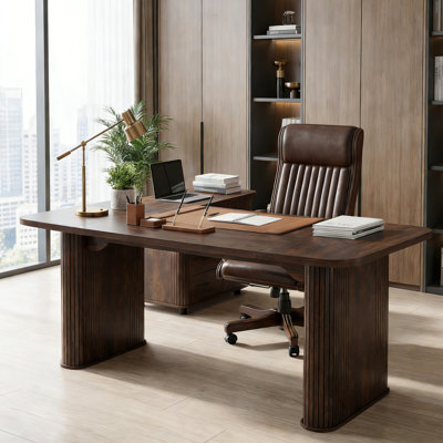 Table de salle à manger rectangulaire moderne de 62 po pour 6 à 8 personnes - Finition noyer noir - Pieds à double piédestal robustes - Plateau de table spacieux pour la cuisine, la salle à manger et la conférence - Noyer noir