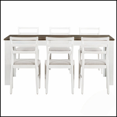 7-Piece Wooden Dining Table Set With Extendable Leaf, 2 Drawers, And 6 Soft-Cushioned Chairs For Versatile Use