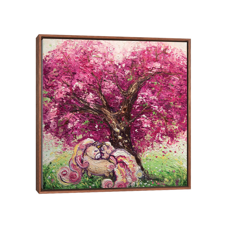Tree Of Love And Unicorns by Vlada Koval - Painting on Canvas, Brown Framed, 66.04 cm H x 66.04 cm W