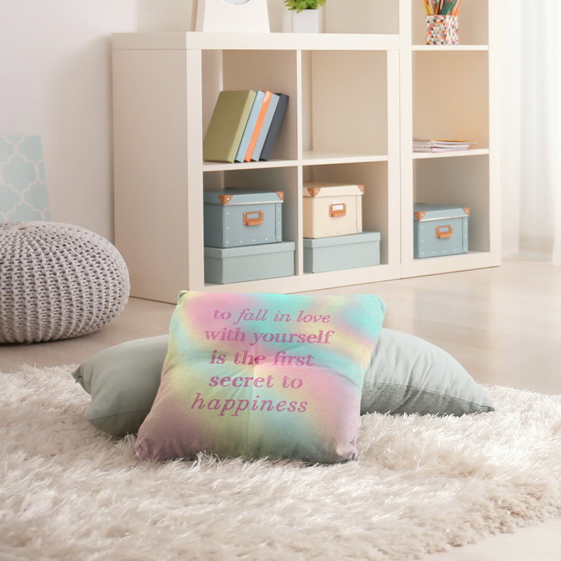 Loving Yourself Throw Pillow, 26" H x 26" W, Pastel Rainbow