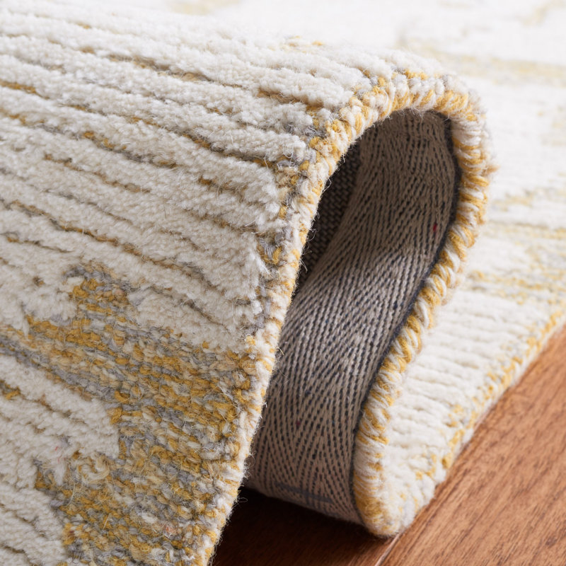 Hand-Tufted Gold and Ivory Wool 8' x 10' Area Rug