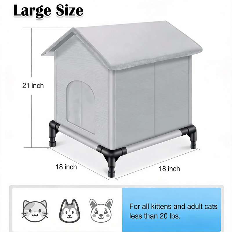 Lit pour chat isolant et imperméable avec abri pour chat Winter