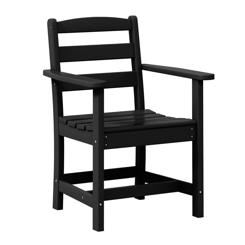 Joubert Plastic Patio Dining Arm Chair, Black