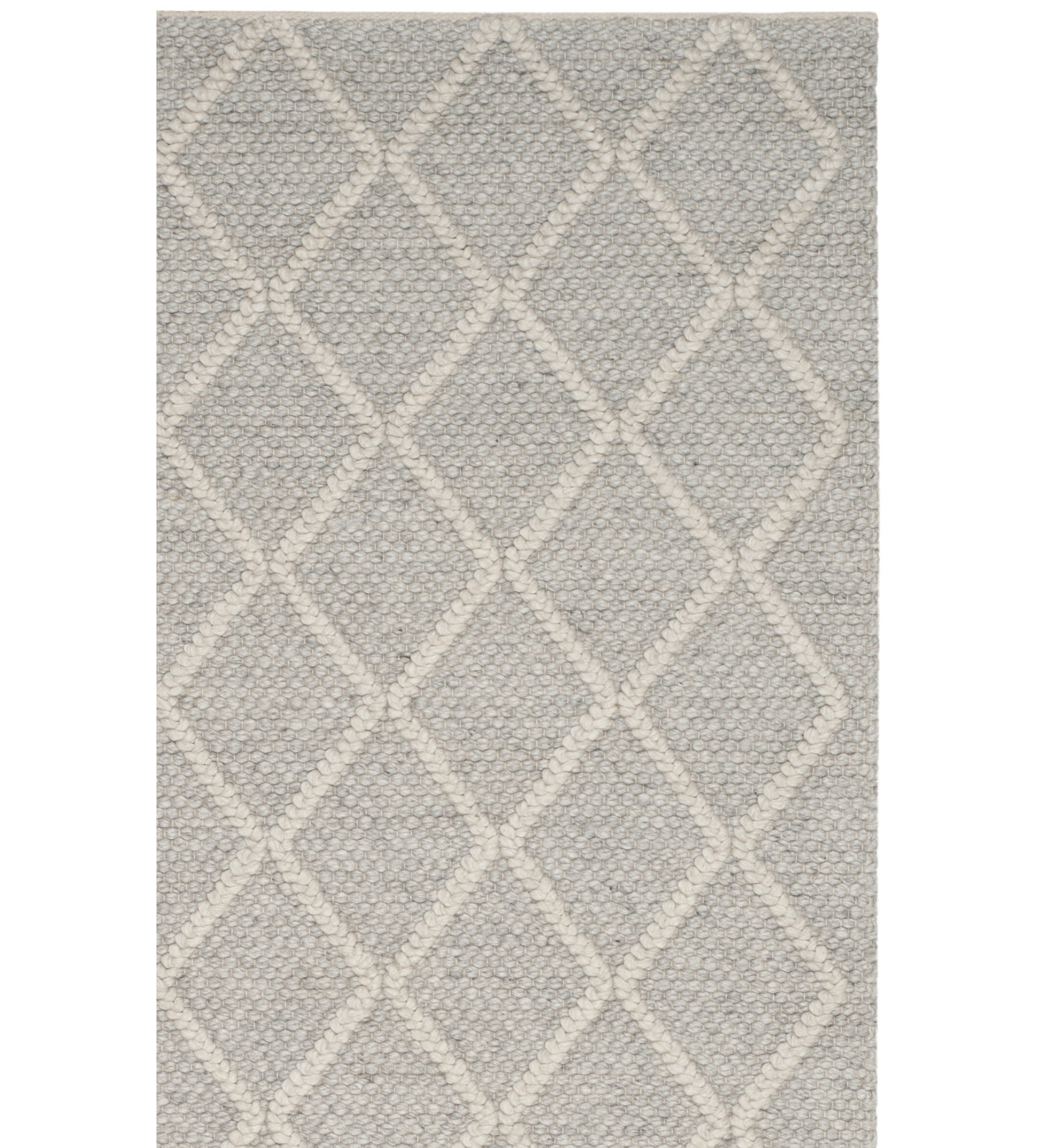 Russo Silver Ivory Flatweave Geometric Rug, Runner 2'3" x 22'