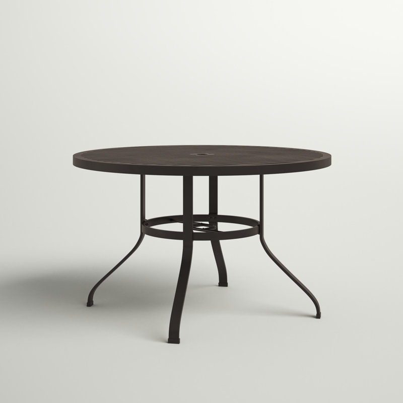 La Jolla Round Metal Outdoor Dining Table With Umbrella Hole , 48'' in. W 48'' in. D
