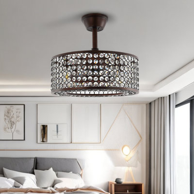 18" Windermere Caged Crystal Ceiling Fan with Light and Remote