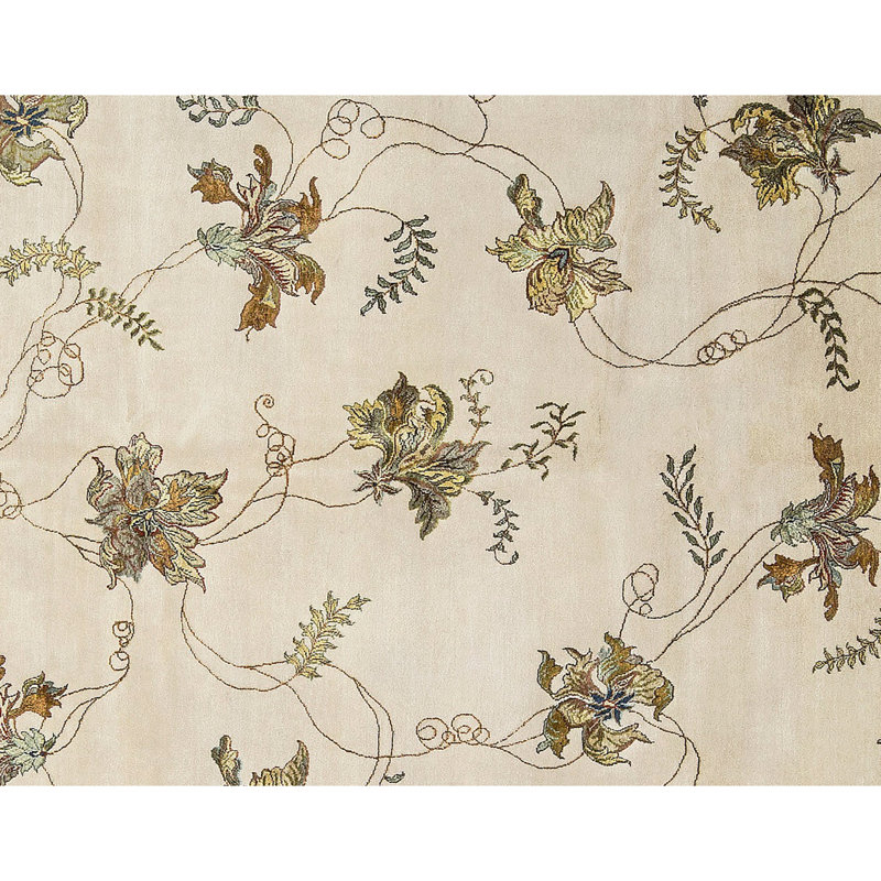 Tapis beige noué à la main de haute qualité