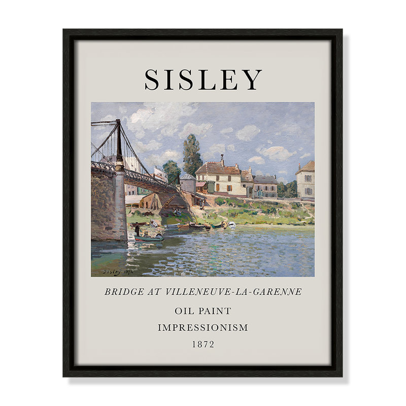 Collection «Old Bridge» à «Old Bridge» par Alfred Sisley, Cadre flottant espresso, Non, H 15,5 po x l 12,5 po x P 2 po