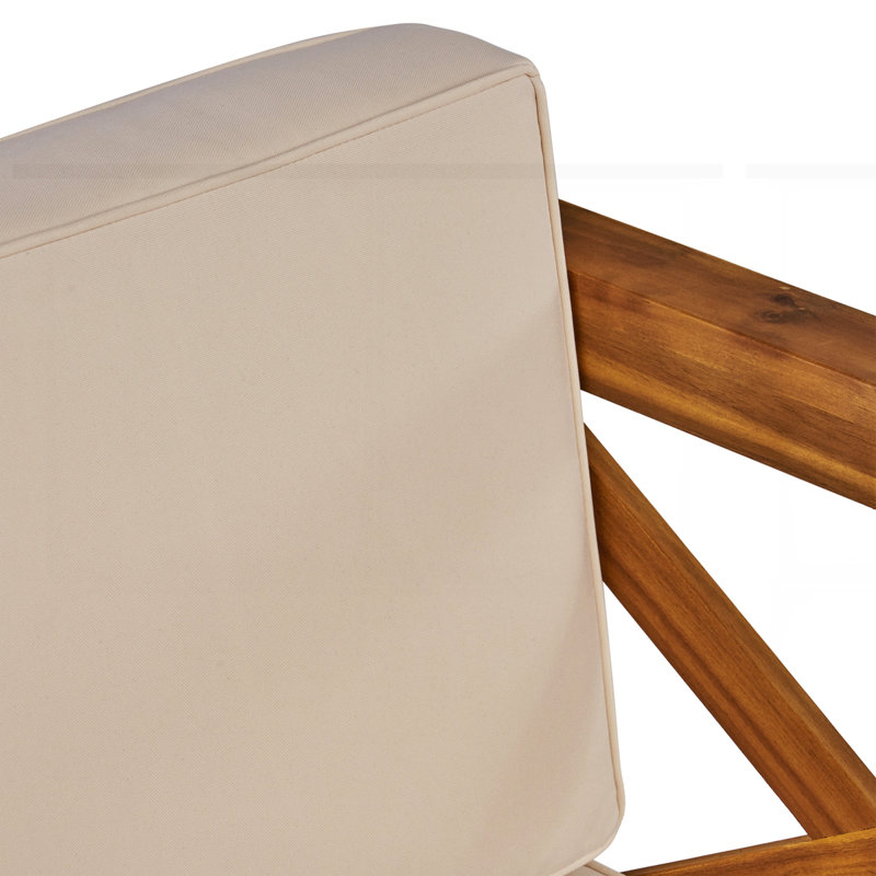 Fauteuil club d'extérieur de style ferme, Beige, Teck