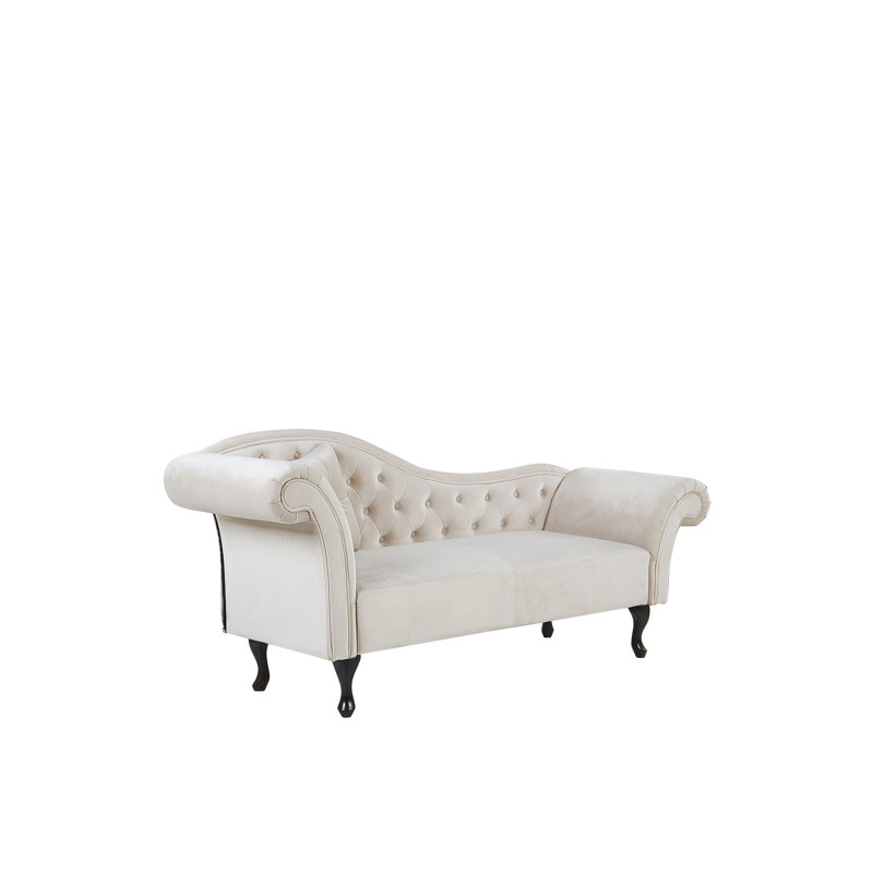 Whitlock Velvet Chaise Lounge, Left-Arm Chaise, Beige