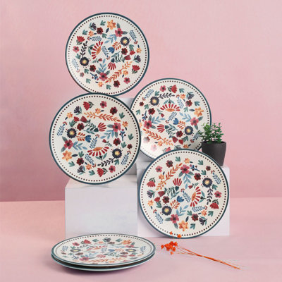 Elegant 6-Piece Ceramic Plate Set, 9.8 inches | 100% Dishwasher & Microwave Safe, Heat Resistant Up to 122°F | Perfect for Everyday Dining & Special Occasions, Stylish Design for Modern Table Settings