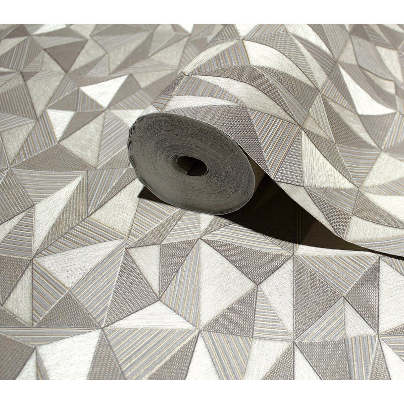 Geometric Triangle Pattern Embossed Wallpaper, Silver