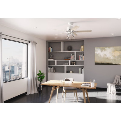 52" Techne 5 - Blade Ceiling Fan with LED Light Kit, Remote Control, WiFi Smart Fan, Easy Install