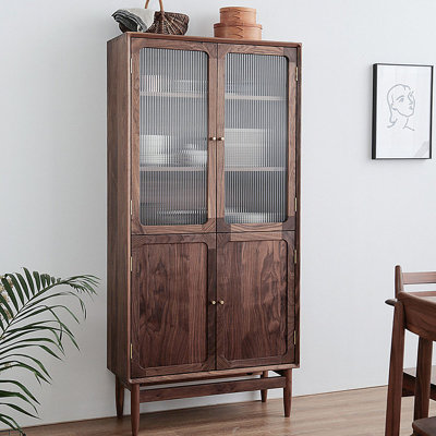 Buffet en noyer noir avec porte vitrée