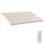 Auvent électrique 16 po x 10 pi, auvent rétractable, protection contre les rayons UV avec télécommande et manivelle pour terrasse, balcon, cour, blanc crème-126534389-126534391