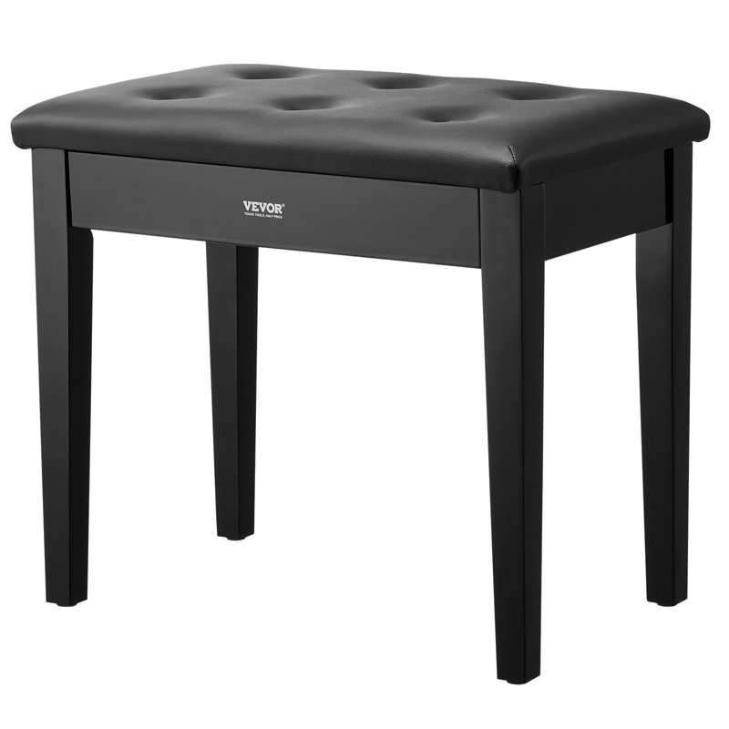 Duet Piano Keyboard Bench Storage Padded Chair Wooden Vanity Bookcase Stool, 19" H x 22" W x 13.78" D