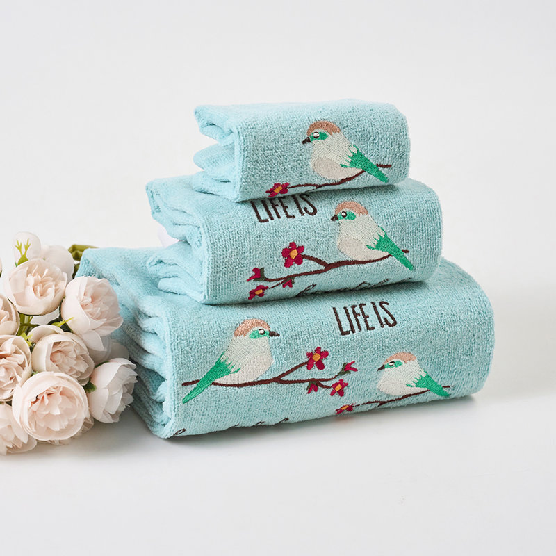 Ensemble de serviettes de bain 3 pièces en coton tissé brodé Home Premium Luxury Luxury