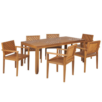 Nuncio 6 - Person Acacia Solid Wood Patio Dining Set Rectangular Table