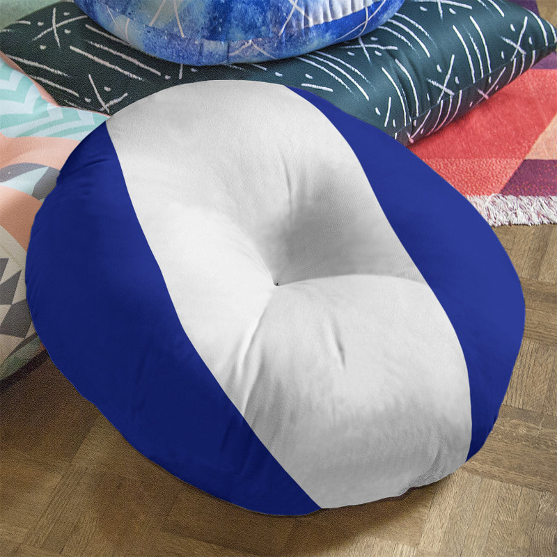  Coussin de sol touffeté, 26 po x 26 po, Bleu / blanc