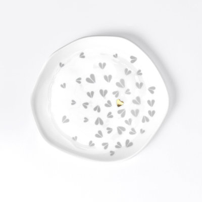 Assiette en porcelaine avec cœurs - 5,5 po