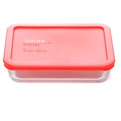 Pyrex Simply Store 3 Cup Rectangle Glass Storage Container with Red Lid