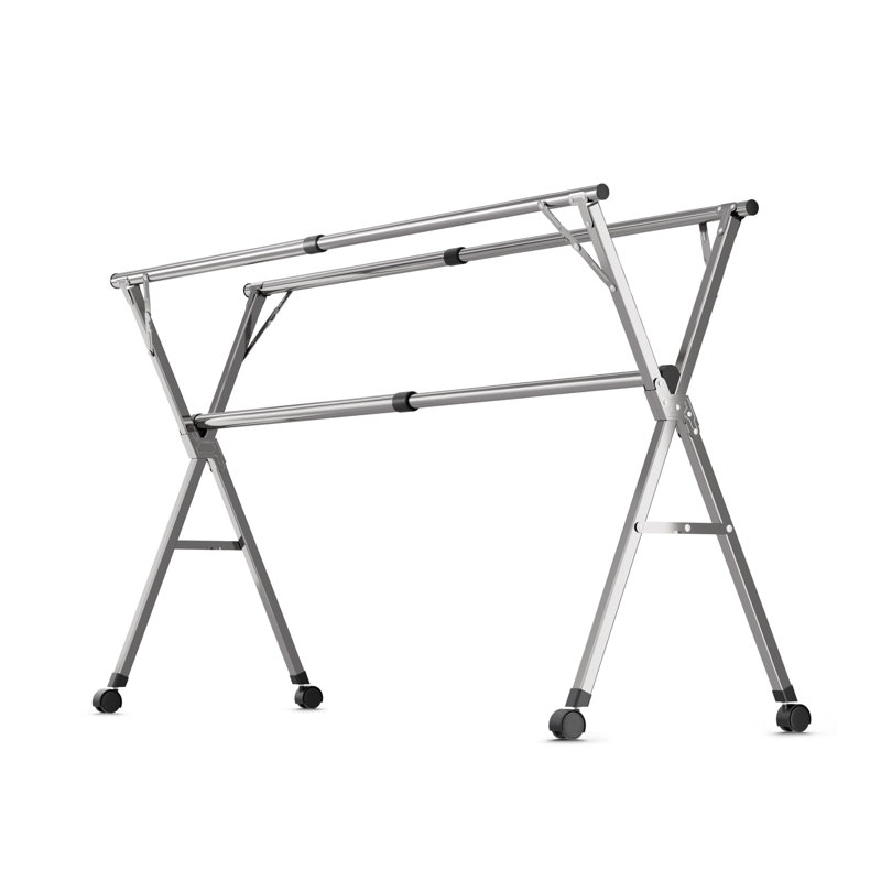 95-Inch Stainless Steel Foldable Clothes Drying Rack with Wheels