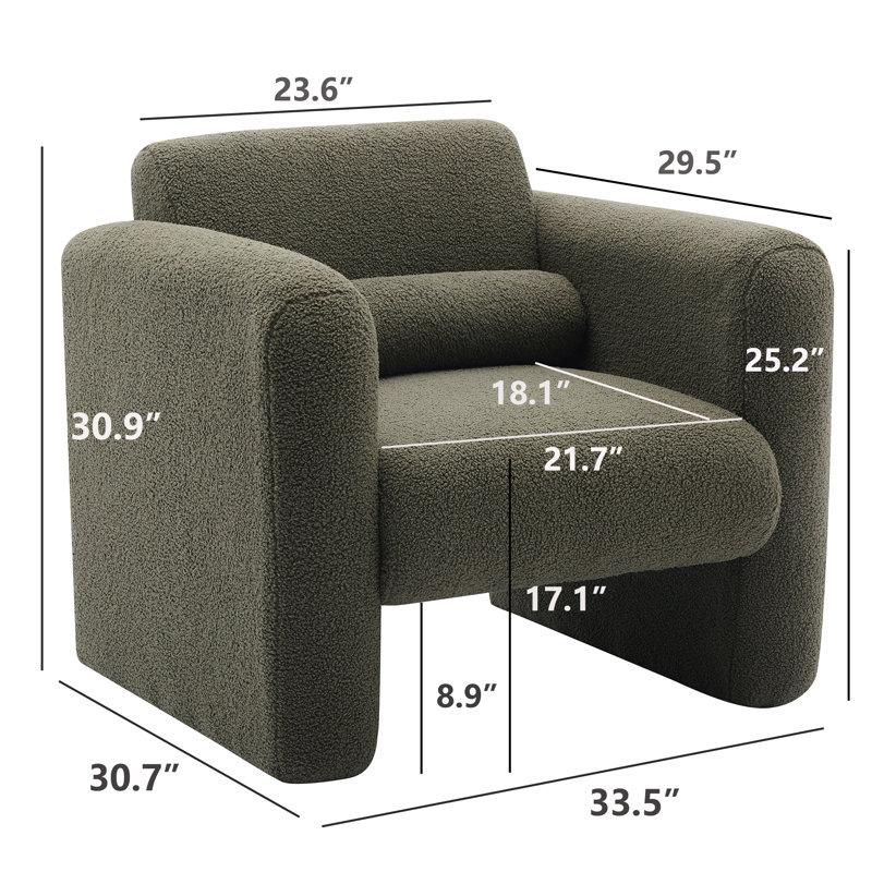 Fauteuil d'appoint moderne rembourré, Green Polyester