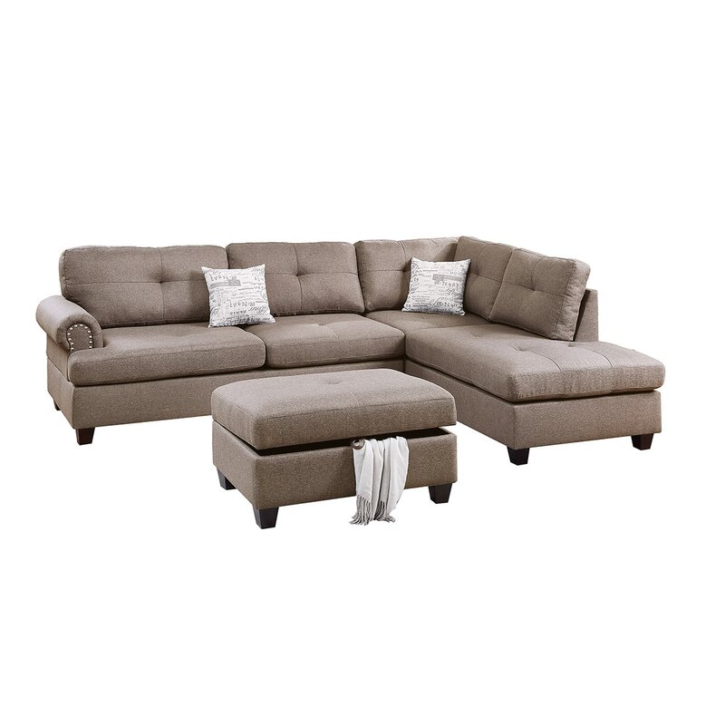 Winston Porter Burkhalter 3 - Piece Upholstered Sectional & Reviews ...