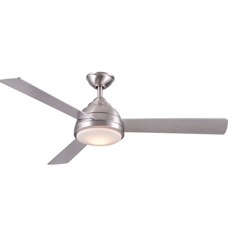 Aasiyah 52'' Ceiling Fan with LED Lights, Stainless Steel with Silver Blades