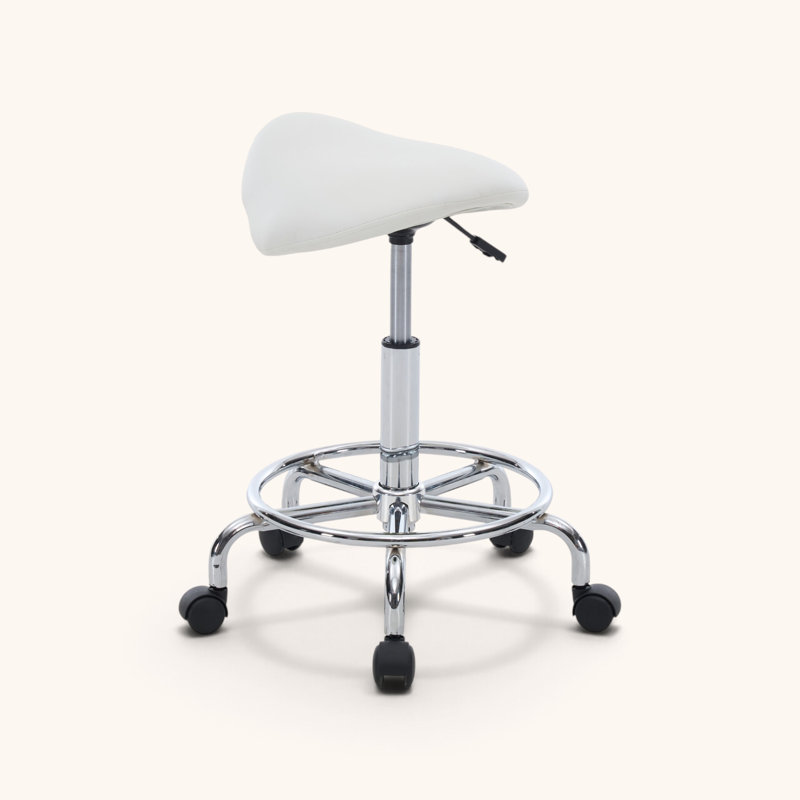 Chaise pivotante à hauteur réglable, tabouret ergonomique, White (Backless)