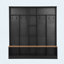 Arbre de couloir large avec banc de rangement, rangement cubique, tablettes et 8 crochets, noir-128521032