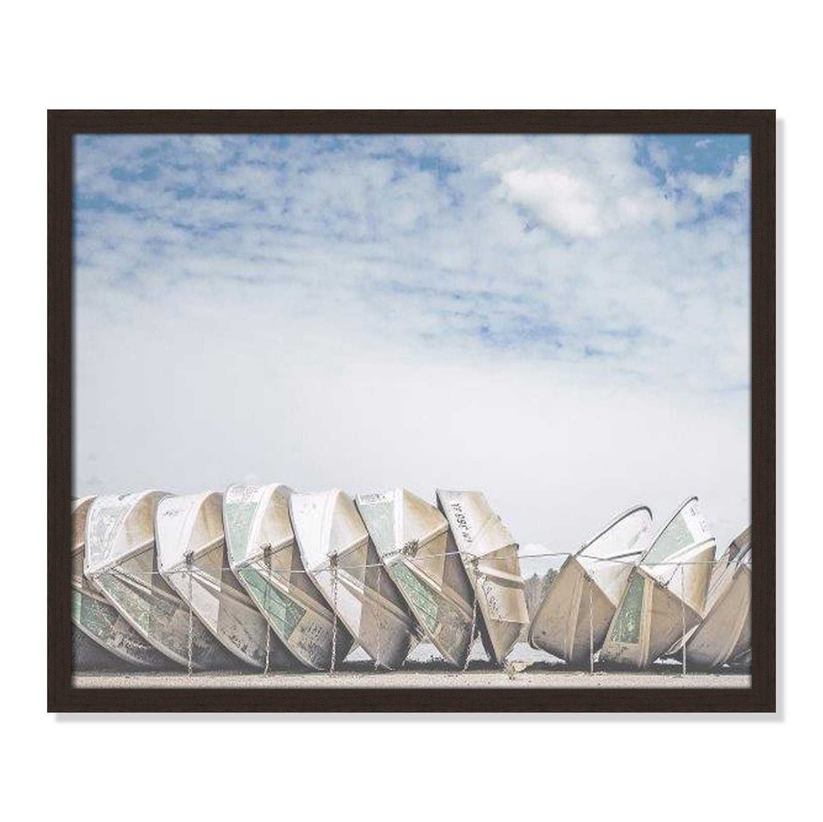 Hennecy "Wooden Boats" Print by Leah Straatsma, 21.5" H x 25.5" W x 1.25" D, Open Grain Walnut