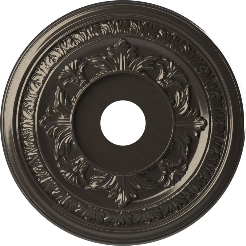 Médaillon de plafond en PVC thermoformé Baltimore, Gris anthracite métallique, H 10 po x l 10 po x P 0,75 po