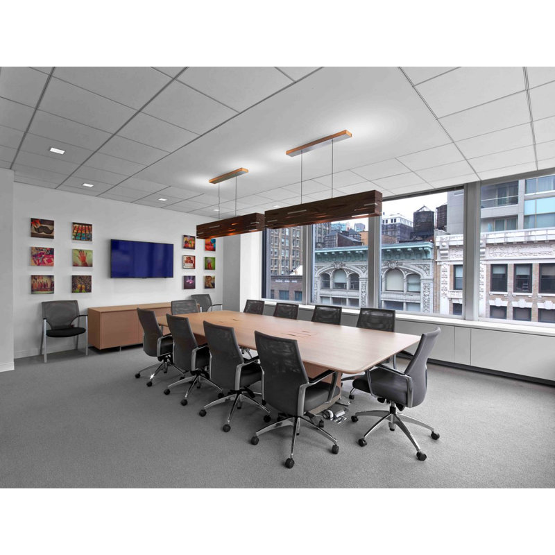 Aeris Linear LED Pendant - 3500K, 8" H x 54" W x 6" D, Oiled Walnut, Brushed Aluminum