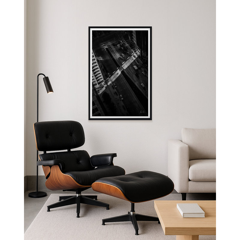 Wacker Drive Chicago I, H 30 po x l 20 po x P 1,5 po, Lustre photo encadré, Noir