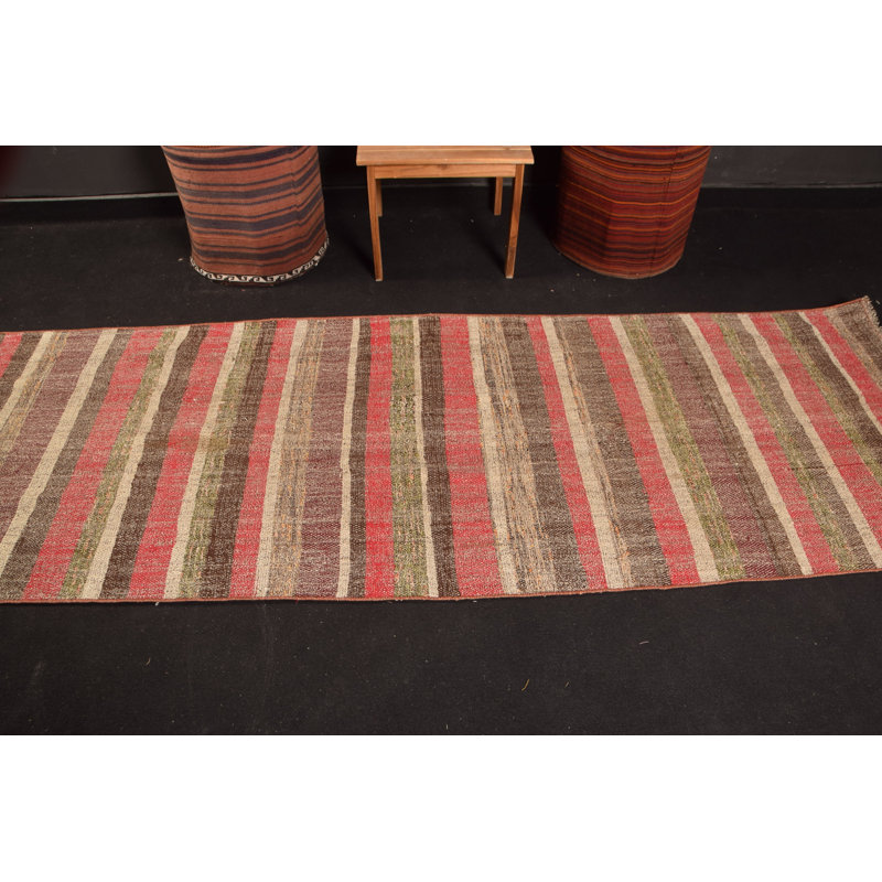 Tapis turc kilim rose tissé à la main: style antique rétro pour les escaliers et les couloirs