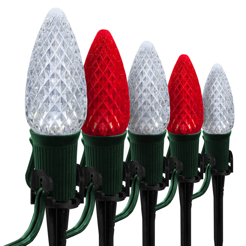 50-Foot Red and Cool White LED Christmas Pathway Lights