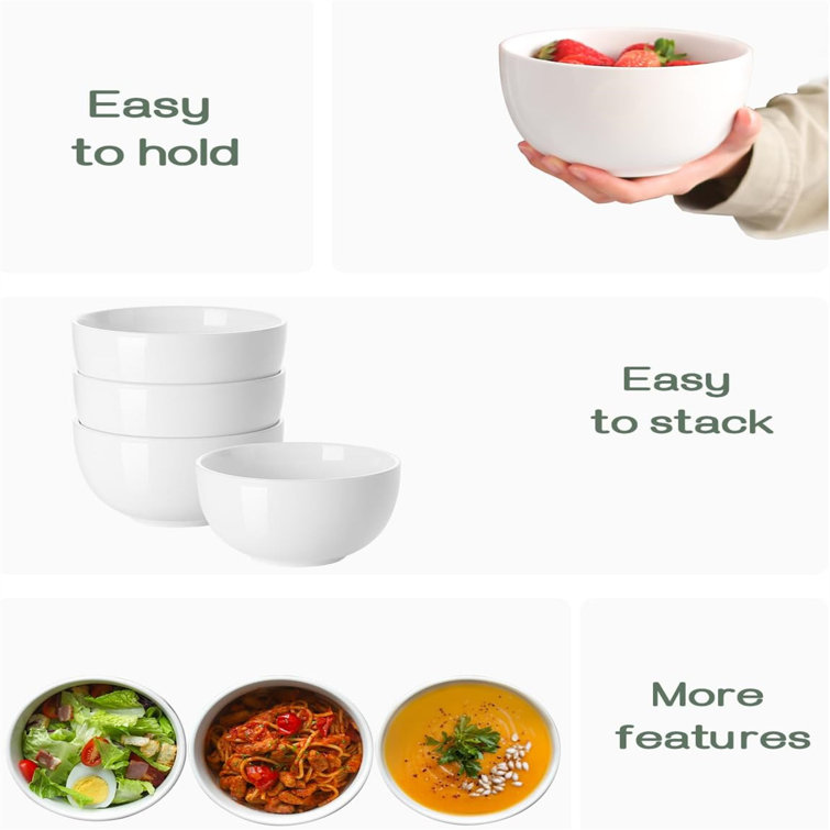Hokku Designs White Large Soup Bowls For Eating Set Of 6 - Square