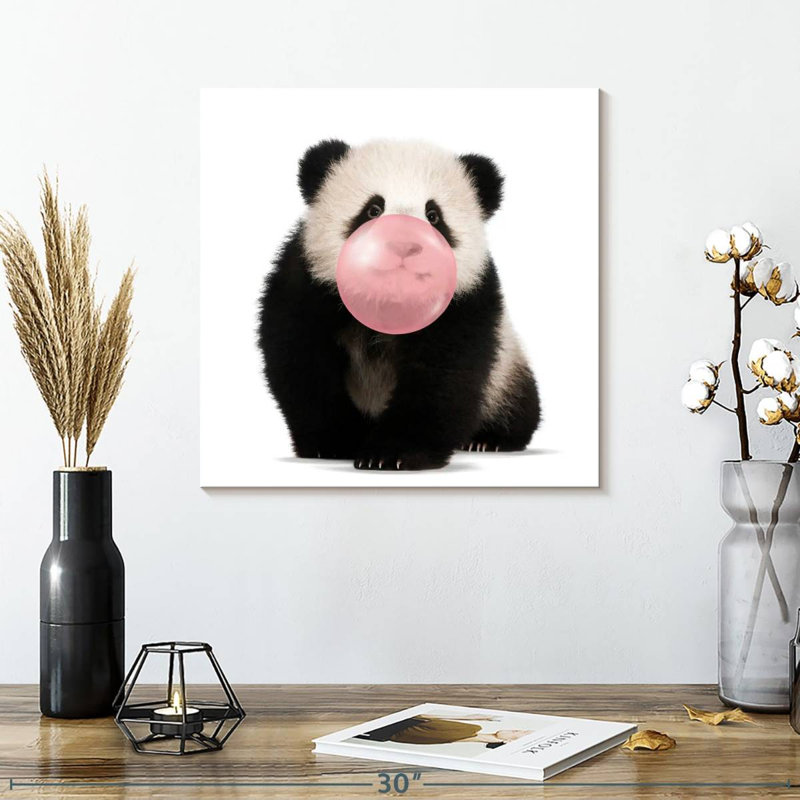 " Bubble Gum Baby Panda ", 16" H x 16" W x 1.25" D
