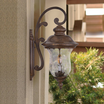22"(H) Vintage Outdoor Wall Lantern, Weatherproof Exterior Sconce Light With Clear Glass Shade, Waterproof Wall Mount Light Fixture For Patio, Porch, Or Entryway(One Piece & No Bulb)