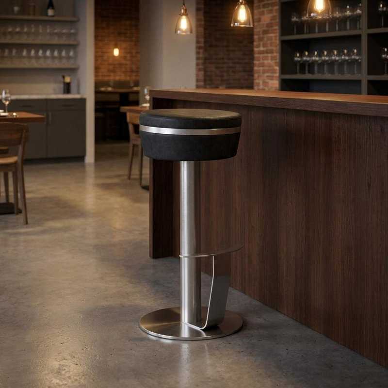 Upholstered Counter Stool with Stainless Steel Frame